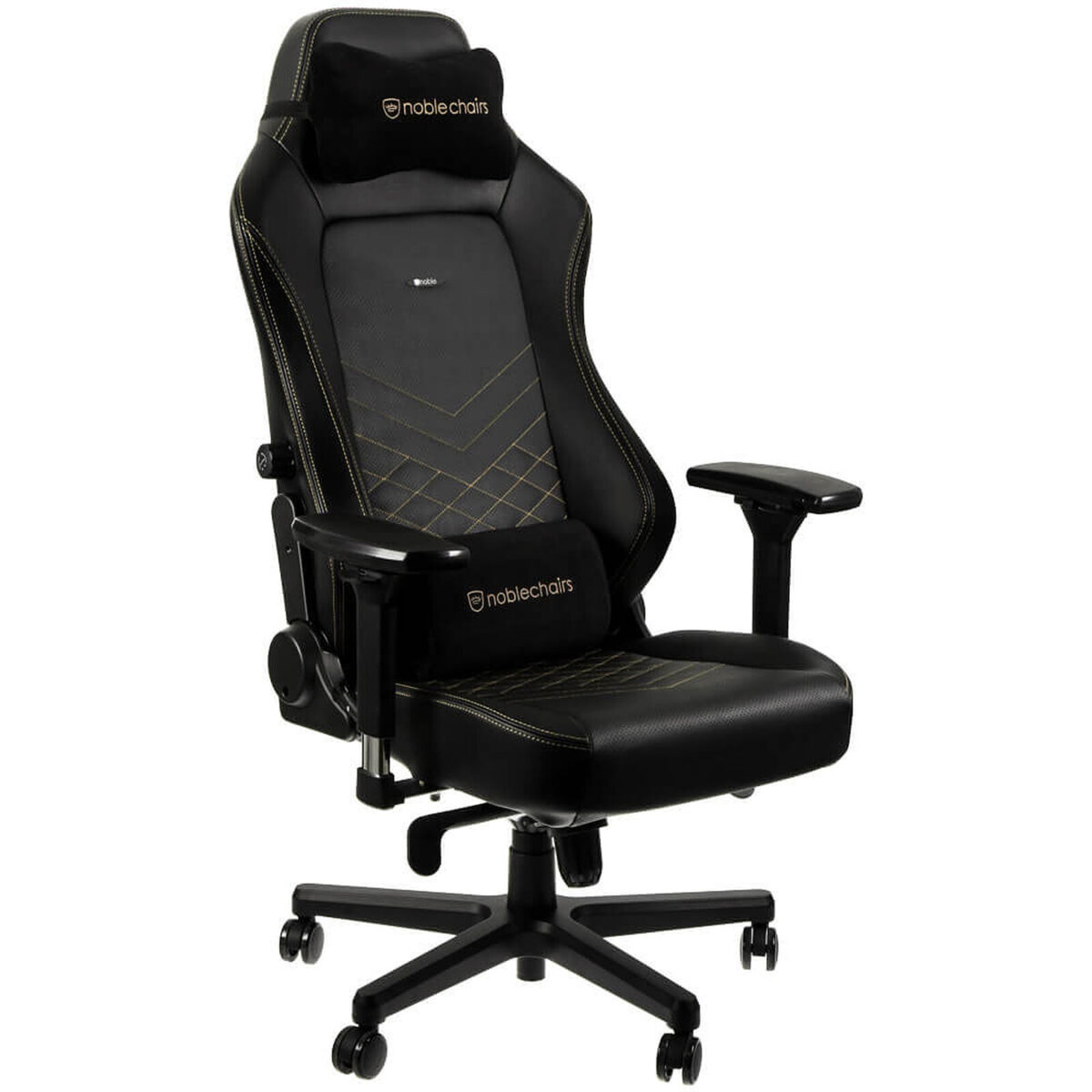 Noblechairs HERO (Noir/Or) - Siège en similicuir avec dossier inclinable à 135° et accoudoirs 4D pour gamer – Image 1