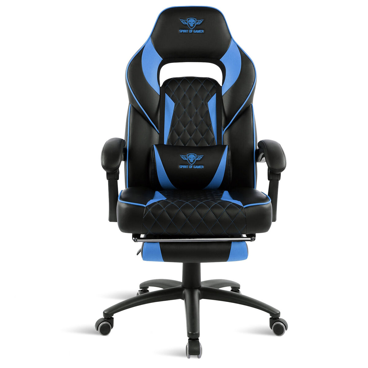 Spirit of Gamer Mustang Bleu - Siège en similicuir pour gamer avec dossier réglable à 160°, repose-jambes et accoudoirs fixes – Image 5