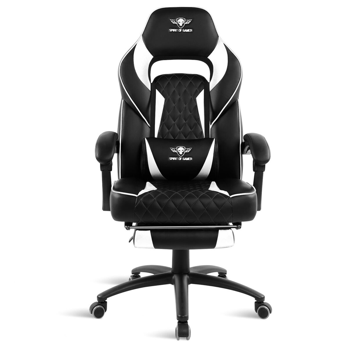 Spirit of Gamer Mustang Blanc - Siège en similicuir pour gamer avec dossier réglable à 160°, repose-jambes et accoudoirs fixes – Image 5