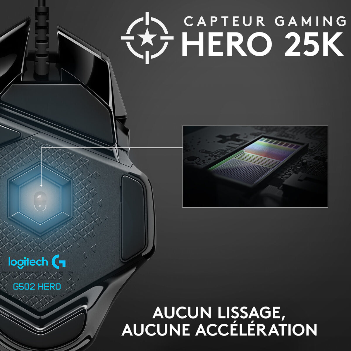 Logitech G502 Hero - Souris filaire gamer, capteur optique 25 600 dpi, 11 boutons programmables, RGB Lightsync – Image 4