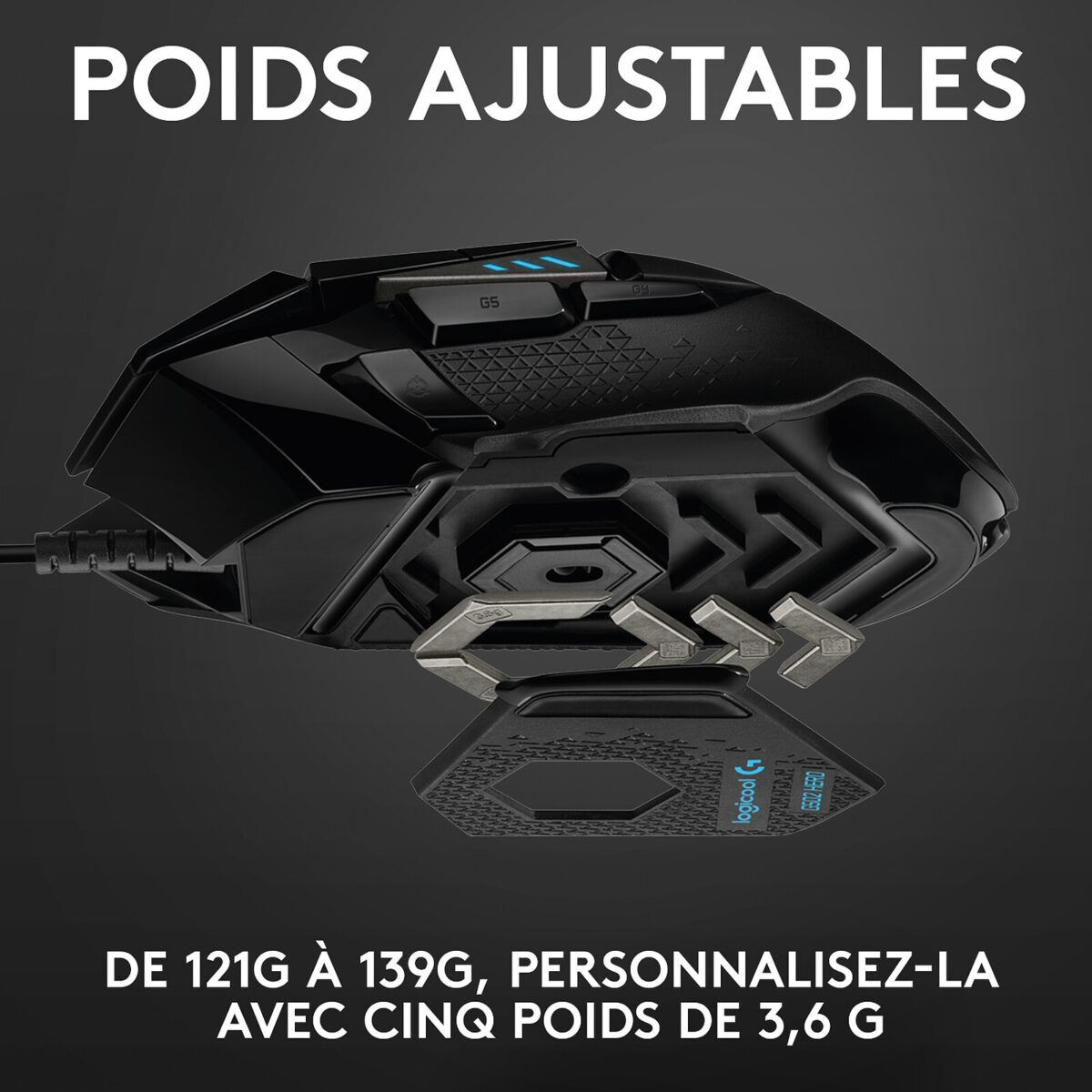 Logitech G502 Hero - Souris filaire gamer, capteur optique 25 600 dpi, 11 boutons programmables, RGB Lightsync – Image 3