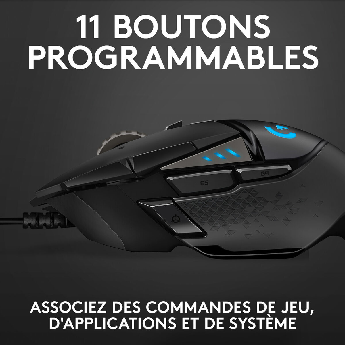 Logitech G502 Hero - Souris filaire gamer, capteur optique 25 600 dpi, 11 boutons programmables, RGB Lightsync – Image 2