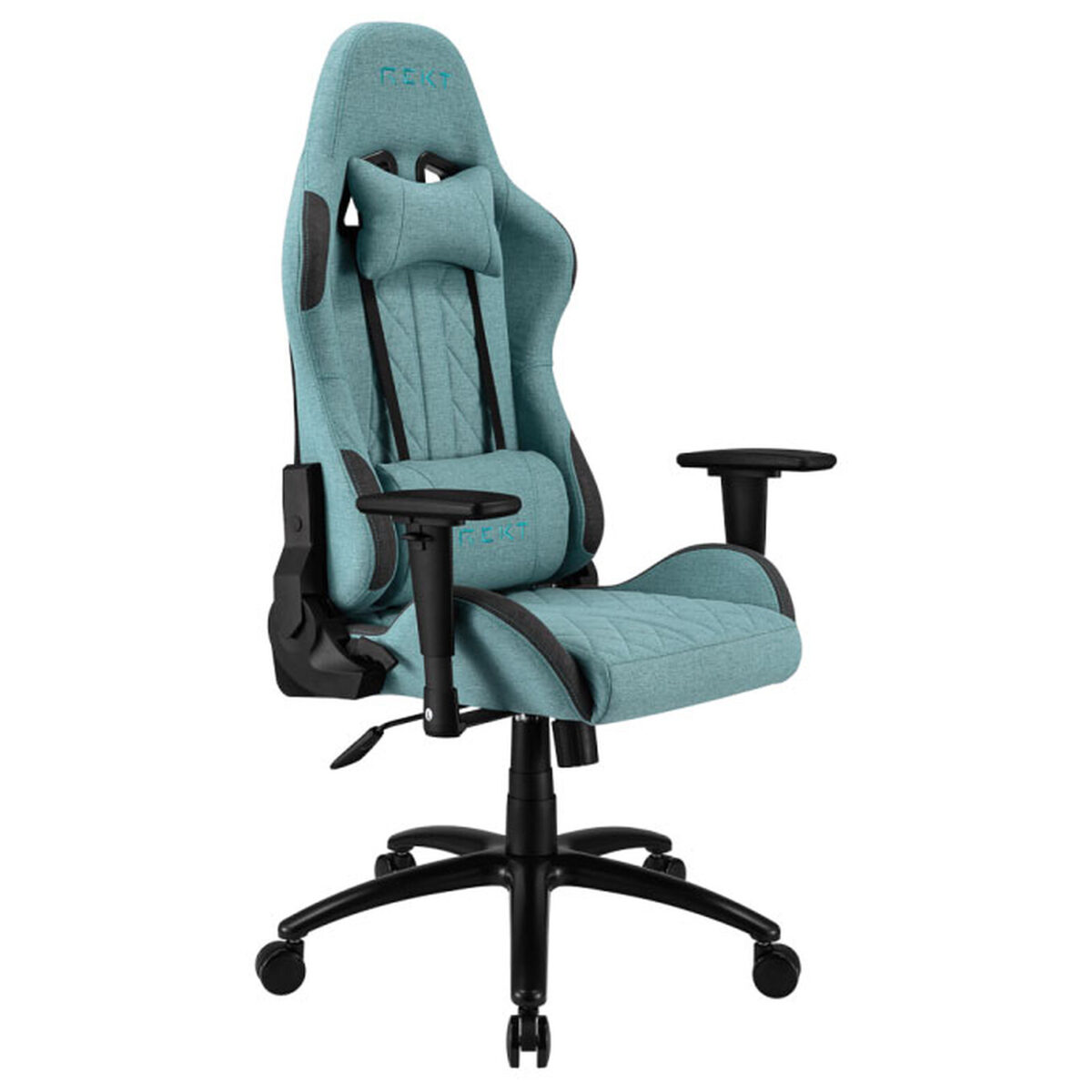 REKT ULTIM8-RS Turquoise – Fauteuil Gaming en tissu avec dossier inclinable à 160° et accoudoirs 3D – Image 1