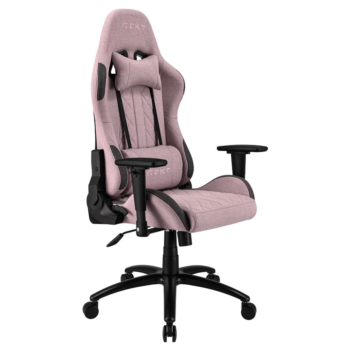 REKT ULTIM8-RS Rose – Fauteuil Gaming en tissu avec dossier inclinable à 160° et accoudoirs 3D – Image 1