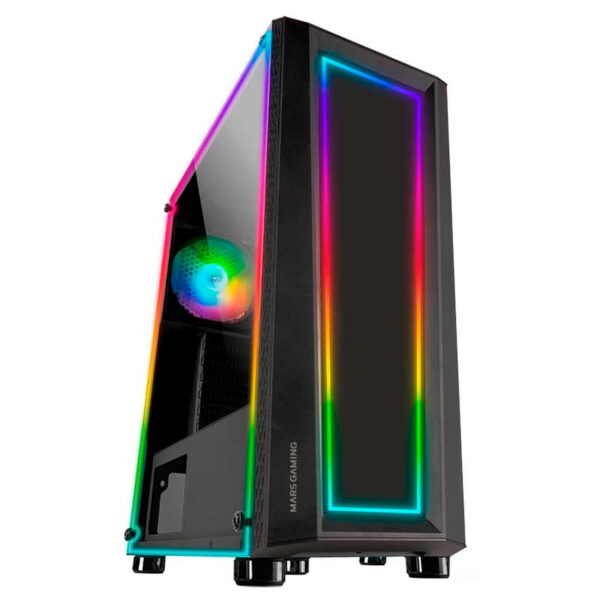Mars Gaming MC-ART - Boîtier Moyen Tour Noir avec Verre Trempé et LED ARGB