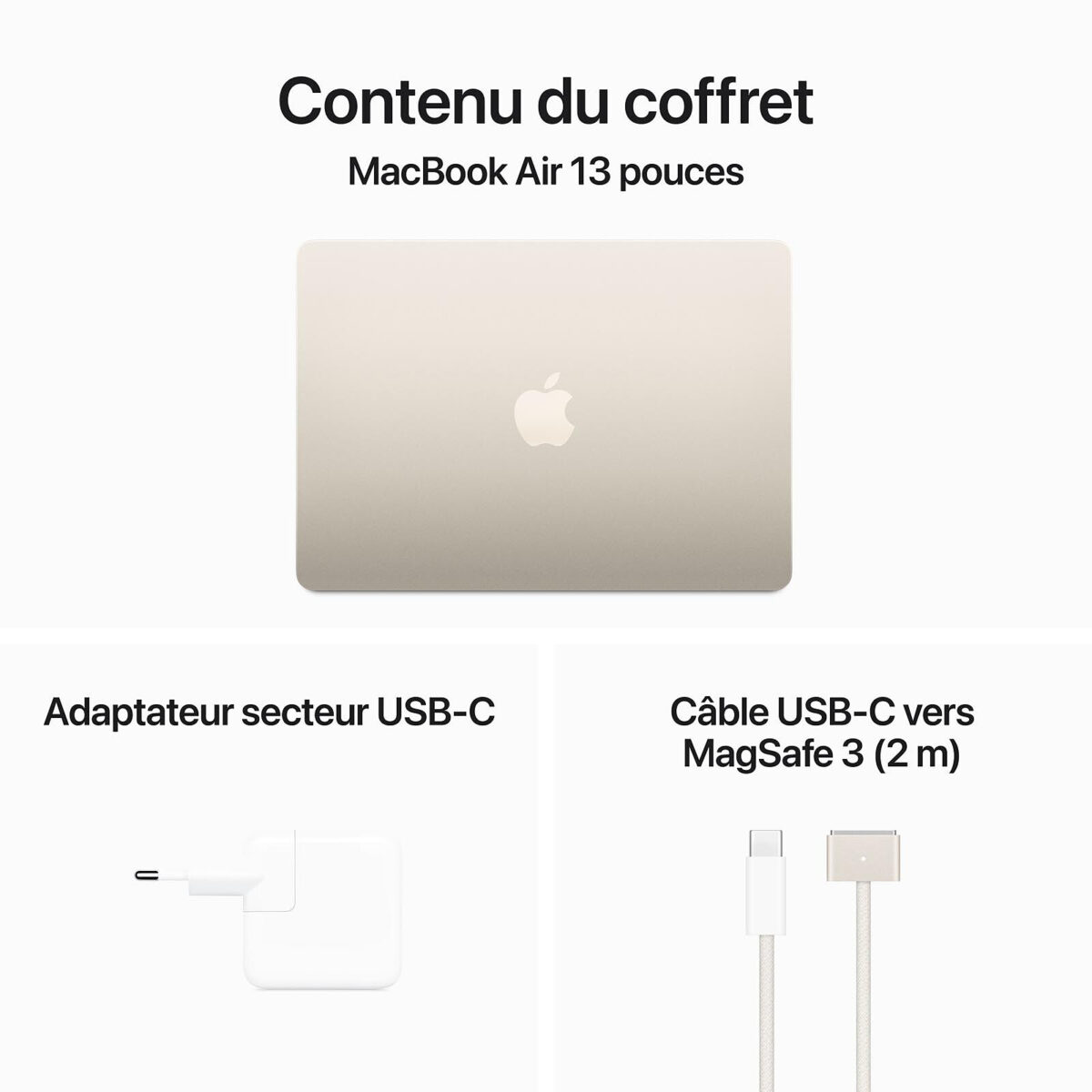 Apple MacBook Air M3 13 pouces (2024) Lumière stellaire 8Go/256 Go (MRXT3FN/A) – Image 3