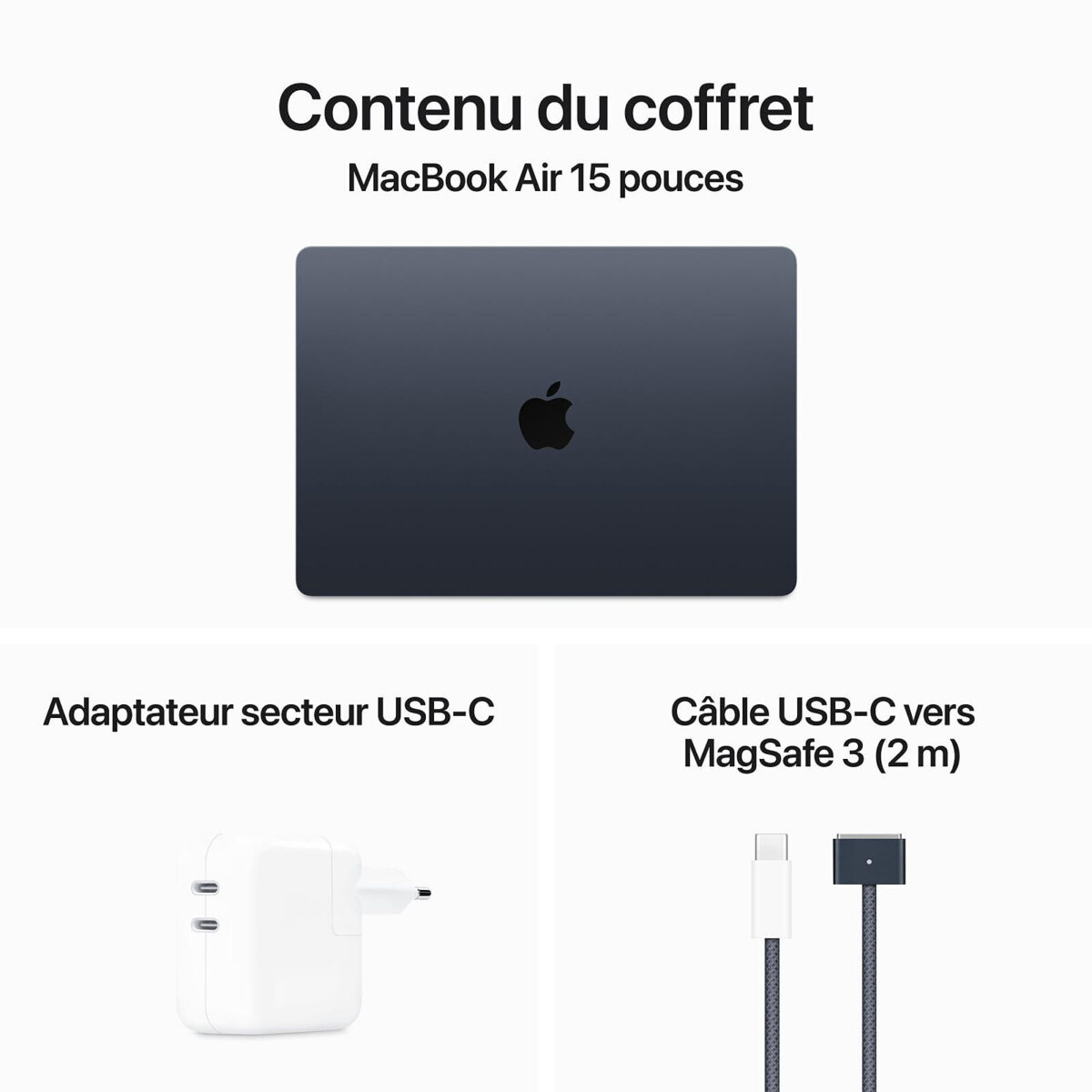 Apple MacBook Air M3 15 pouces (2024) Minuit 16 Go/256 go (MC9G4FN/A) – Image 4