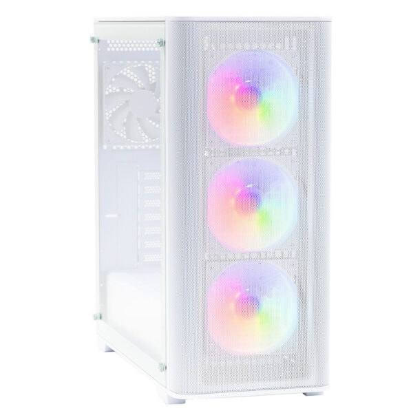 Fox Spirit FG1 Blanc – Boîtier Moyen Tour Verre Trempé avec 3 Ventilateurs ARGB