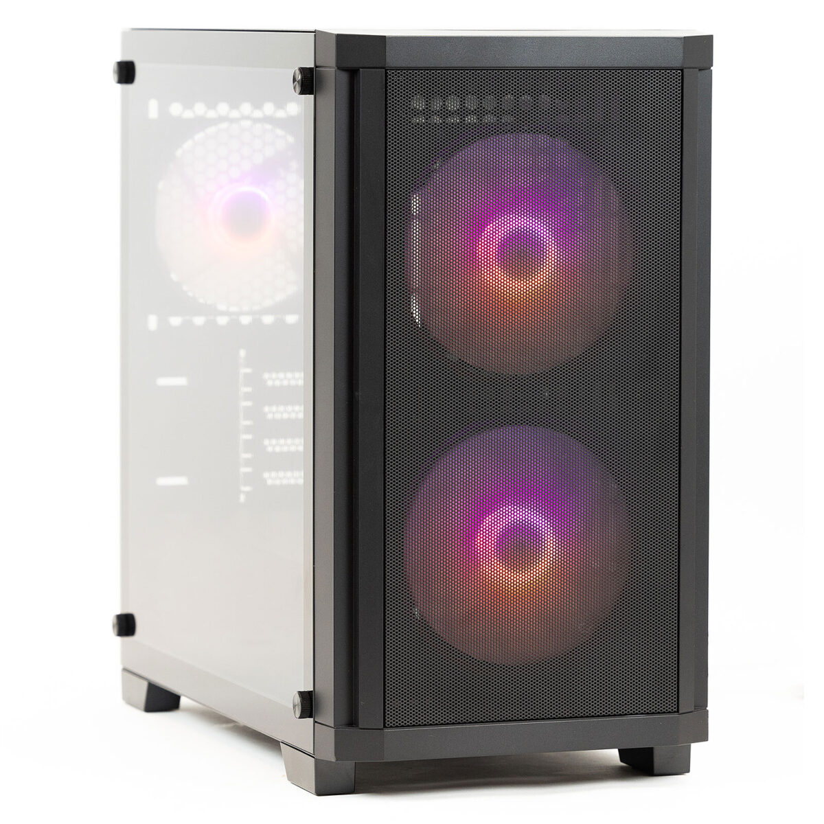 Fox Spirit MG1 - Boîtier Mini Tour Noir avec Panneau Verre Trempé et Ventilateurs ARGB – Image 5