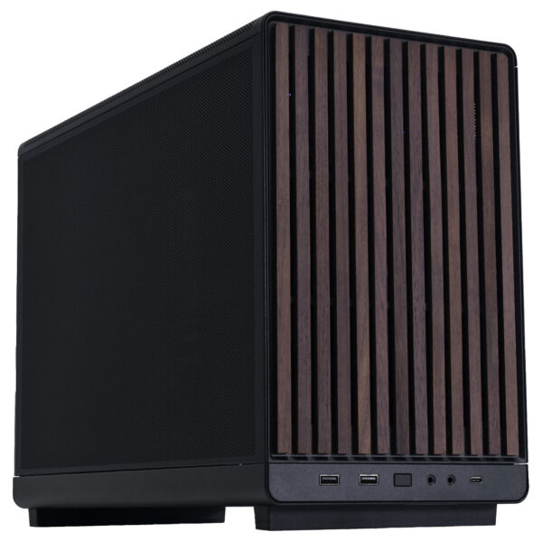 Lian Li A3-mATX Noir/Bois Foncé - Boîtier Mini Tour avec panneaux mesh et façade bois foncé, collaboration DAN Cases