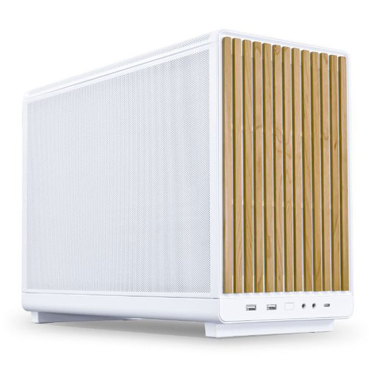 Lian Li A3-mATX Blanc/Bois Clair - Boîtier Mini Tour avec panneaux mesh et façade bois clair, collaboration DAN Cases – Image 1