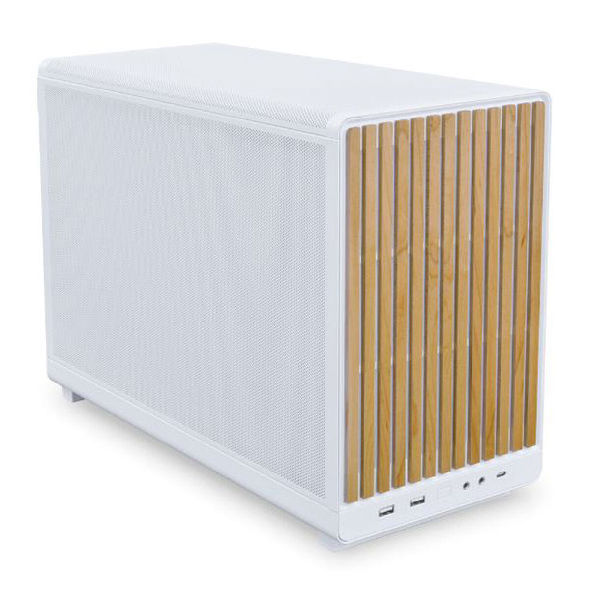 Lian Li A3-mATX Blanc/Bois Clair - Boîtier Mini Tour avec panneaux mesh et façade bois clair, collaboration DAN Cases – Image 2
