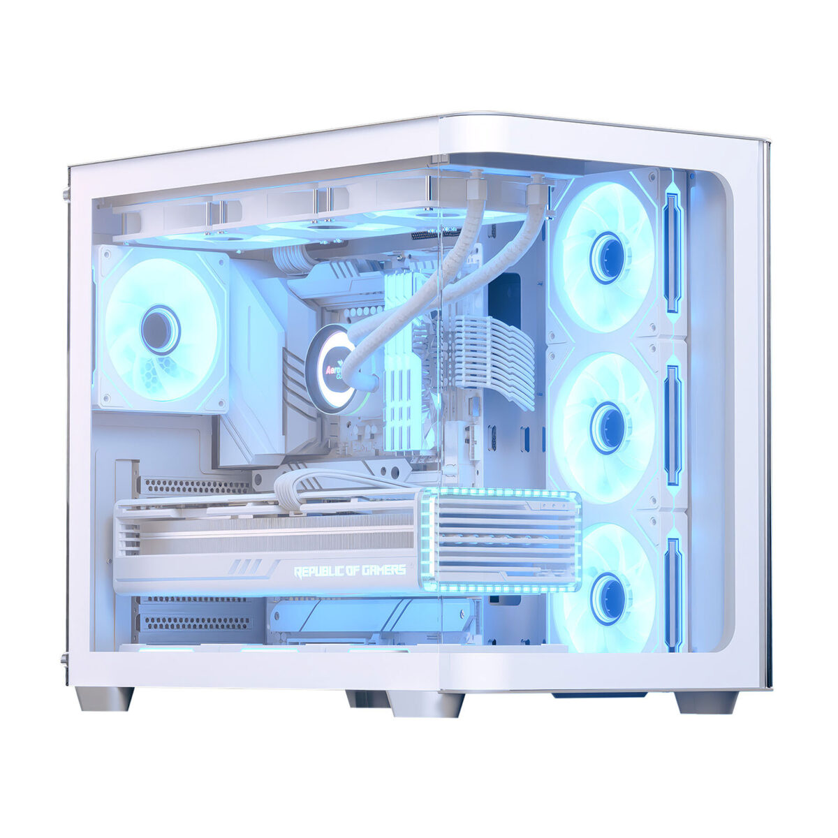 Boîtier PC Moyen Tour Aerocool P500C Blanc – Verre Trempé & Ventilateurs ARGB – Image 1