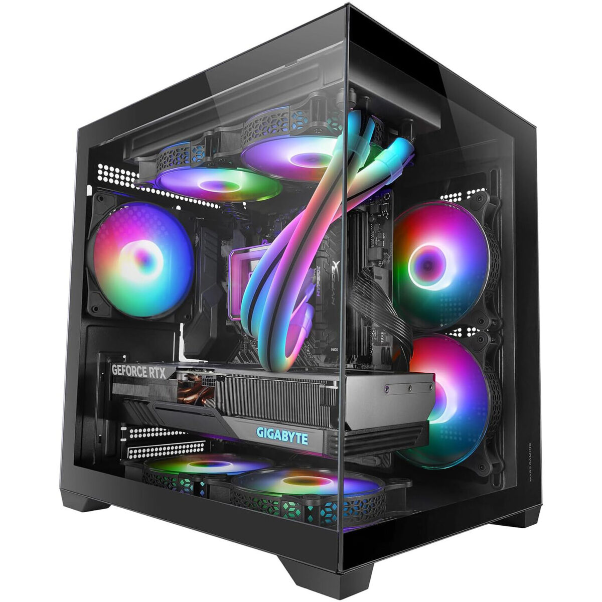 Mars Gaming MC-View2 - Boîtier Mini Tour Noir avec Façade et Panneau en Verre Trempé – Image 4