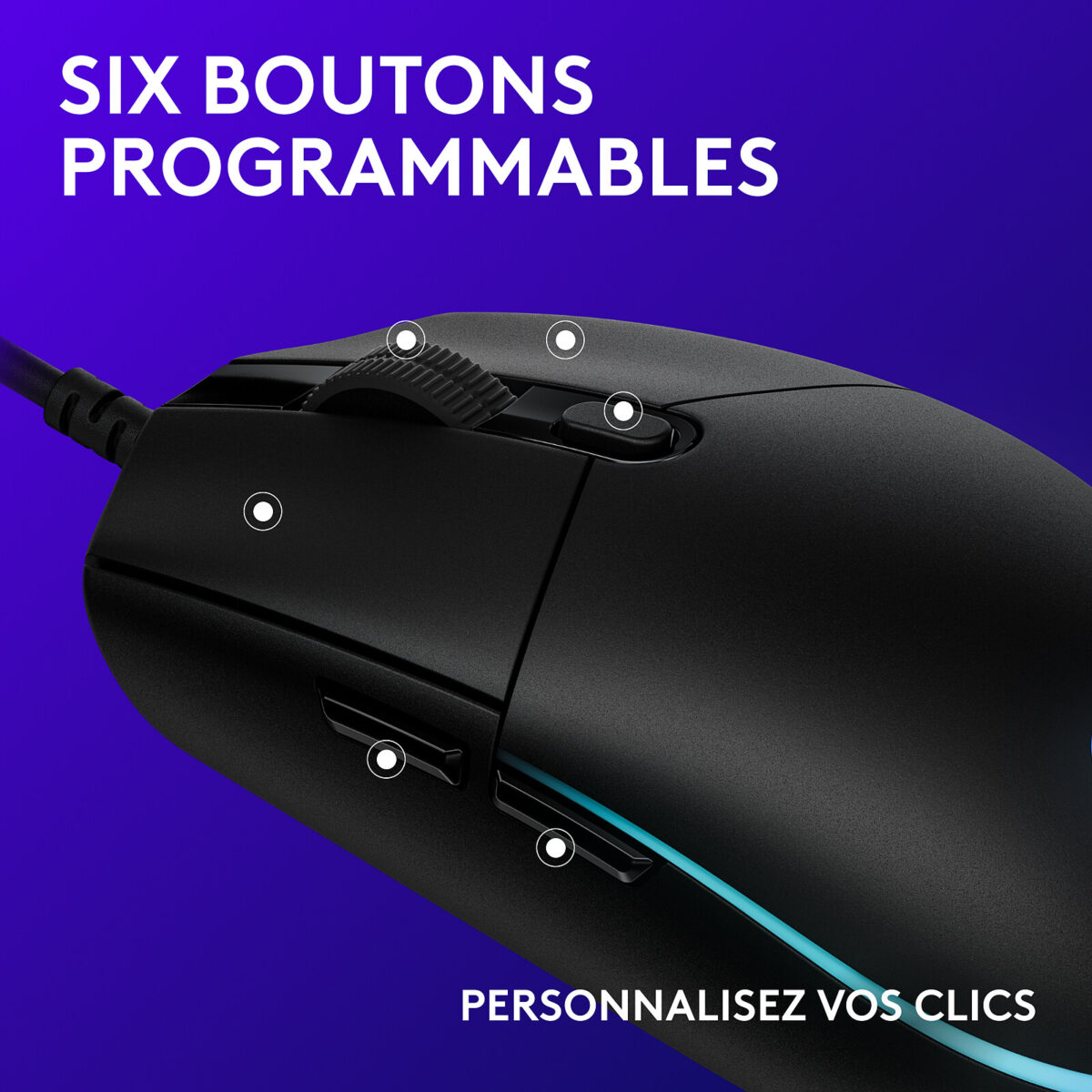 Souris Gaming Logitech G G203 LightSync RGB (Noir) – Image 4