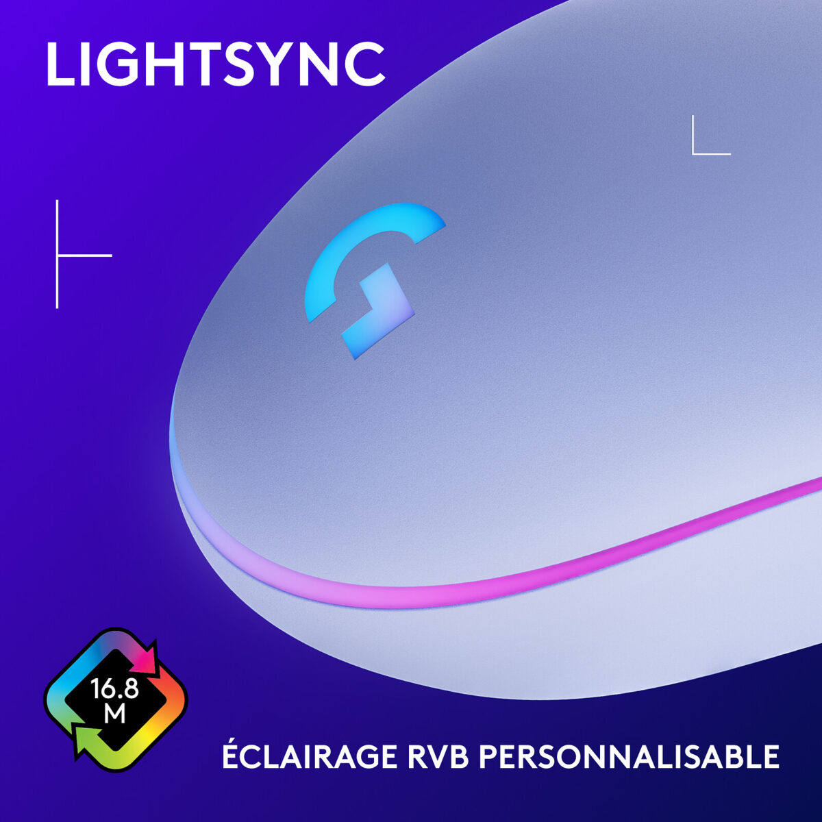 Souris Gaming Logitech G G203 LightSync RGB (Lilas) – Image 3