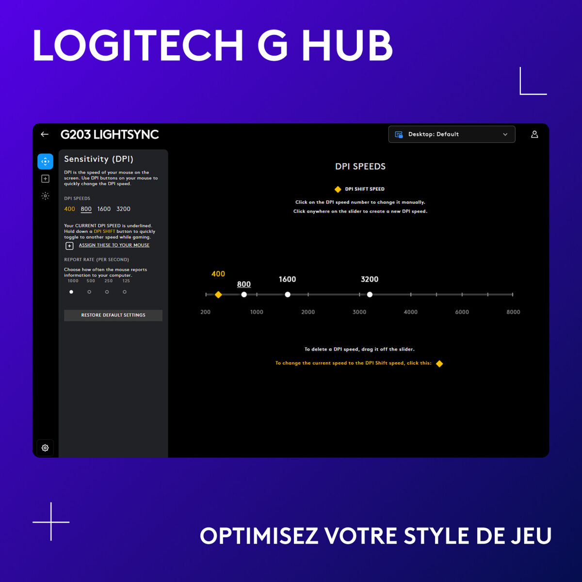 Souris Gaming Logitech G G203 LightSync RGB (Lilas) – Image 2