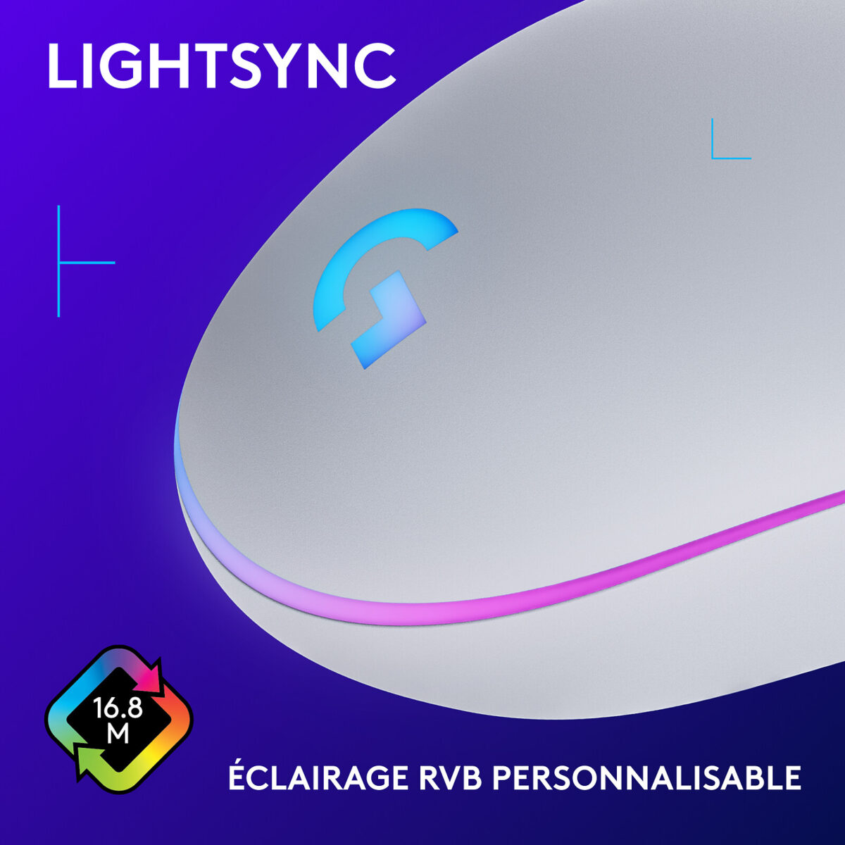 Souris Gaming Logitech G G203 LightSync RGB (Blanc) – Image 3